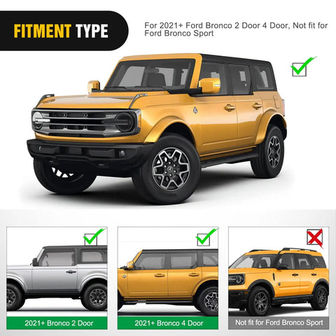 Ford Bronco 2021 2-door and 4-door fitment types with exclusion for Bronco Sport