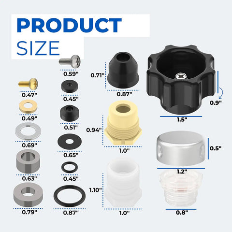 All In One Wall Hydrant Service Kit For Outdoor Faucets With Vacuum Breaker Included And Easy Replacement Handle Part Fits 500 400 300 Series Outdoor Faucet Repair Kit And Accessories, size chart