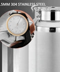 Close-up of 0.5mm 304 stainless steel used for Kickass Heavy Duty 304 Stainless Steel Storage Bucket With Hangable Lid.