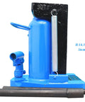 Heavy Duty Air Hydraulic Toe Jack 15 Ton Lift Plus 30 Ton Top Capacity Featuring Beefy Heat Treated Steel side view showing height 14.17 inches.