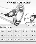 Heavy Duty Clear 8 By 10 Foot Tarp With Grommets And Cable Tie, 11.8 Mil PVC Tarpaulin, size chart and grommet detail