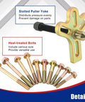 Harmonic Balancer Steering Wheel Puller Kit 13 Piece Set with slotted puller yoke and heat-treated bolts for auto maintenance.