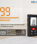Kick The Bucket On Flimsy Metal Tapes And Grab This Boss Level Laser Distance Meter With Built In Bubble Level For Nailing Wall Measurements Or Furniture Layouts Without Breaking A Sweat, showing a digital display with saved measurement records.