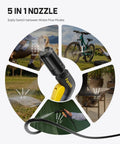Foldable Cordless Pressure Washer For Quick Light Cleaning On Patio, Bikes, And Camping with 5 in 1 Nozzle display