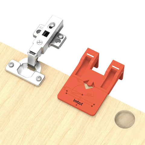 Two In One 35mm Concealed Hinge Jig With Magnetic Positioning Stopper And Gap Adjuster For Cabinets on wood surface