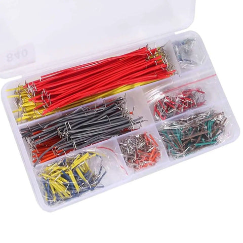 840 Piece Jumper Wire Kit With 14 Length Values From 2mm To 125mm Solderless Flexible Breadboard Cables For Tinkering Male To Male 24 AWG U Shaped Leads And Preformed Right Angled Ends in plastic box