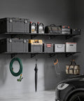 2-Pack Heavy Duty Garage Wall Shelving Units, 6-Foot Long Steel Wall Mounted Shelves storing tools and boxes