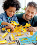 Father and son assembling a 2 in 1 Truck And Airplane STEM Building Set, 361 Pcs DIY Construction Toys For Kids Aged 6 To 12
