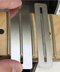 Guitar Repair Tool Kit 6 Piece Professional Luthier Tools Set fingerboard guards in use on guitar frets for maintenance