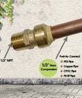 1/2 Inch Push To Connect PEX Fittings Straight Coupling Pack Of 6 Lead Free Brass Plumbing Fittings for PEX, Copper, CPVC, PE-RT Pipe