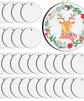 30 Pieces 3 Inch Round Sublimation Ornament Blanks For Christmas Tree Decor And DIY Crafts, Double Sided Round Blank Ornaments