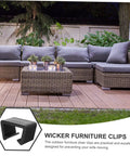 Rattan Furniture Clips For Outdoor Sectional Sofas And Chairs shown with a wicker sectional on a patio