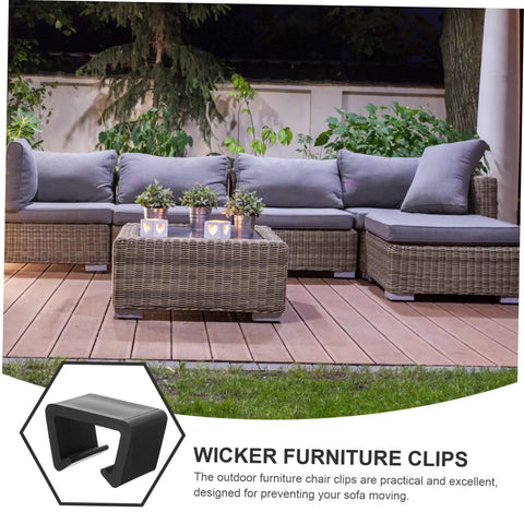 Rattan Furniture Clips For Outdoor Sectional Sofas And Chairs shown with a wicker sectional on a patio