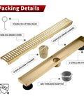 Packing details of 36 Inch Linear Shower Drain Gold Rectangular Floor Drain With V Shape Channel For Fast Drainage 304 Stainless Steel cUPC Certified