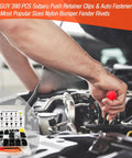 Mechanic using 390Pcs Auto Push Rivets Kit With 18 Popular Sizes for Subaru Forester BRZ Impreza repairs