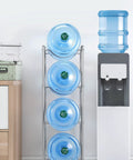 4 Tier Water Jug Rack Stand For 5 Gallon Jugs, Detachable Dispenser Holder For Home Kitchen Office, Heavy Duty Steel With Silver Finish