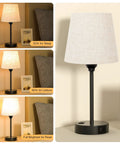 Set Of 2 Dimmable Touch Bedside Lamps With USB C And AC Outlet Charging Station, 3 dimming levels for bedroom or guest room.