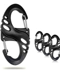 Close-up of black 12 Pack 2 Inch Plastic S Carabiner Clips Dual Carabiner Keychain Hooks For Backpacks Bags And Zippers