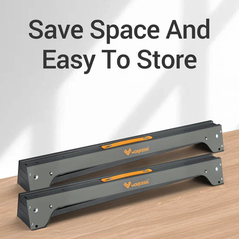 Heavy Duty Folding Saw Horses 2 Pack Portable Work Table Stand 2200 Lb Load Capacity stacked for compact storage