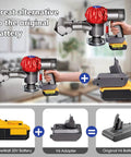 DeWalt 20V To Dyson V6 Battery Converter Adapter DW20V6 For V6 Series Vacuums with comparison images showing battery connection.