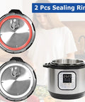 Mini 3 Qt Instant Pot Sealing Ring Set With Float Valve Caps 2 Pack Compatible With Duo Plus 3 Quart Duo Nova 3 Quart Duo 3 Quart Ultra 3 Quart LUX 3 Quart Replacement Gasket For Popular Pressure Cooker Models, red silicone ring on lid