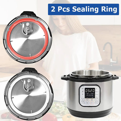 Mini 3 Qt Instant Pot Sealing Ring Set With Float Valve Caps 2 Pack Compatible With Duo Plus 3 Quart Duo Nova 3 Quart Duo 3 Quart Ultra 3 Quart LUX 3 Quart Replacement Gasket For Popular Pressure Cooker Models, red silicone ring on lid