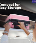 Pink 16-inch emissary kids carry-on hardside luggage with spinner wheels