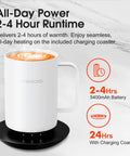 Smart Self Heating Coffee Mug With AI Temp Control And 20 Oz Capacity To Keep Your Morning Brew Piping Hot on black charging coaster.