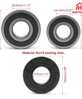 Heavy Duty Front Load Washer Core Rebuild Kit With Legit Tub Bearings And Leak Proof Seals For Smooth Sailing Laundry Days And Zero Hassle Restoration That Truly Delivers, showing Gcr15 steel bearings and measurements.