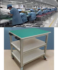 Heavy Duty Adjustable ESD Workbench With Wheels Hella Durable Anti Static Rolling Table For Electronics Repair, mobile aluminum platform.