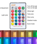 Remote control for Lit 52 Inch Slim Modern Floor Lamp With RGB Color Changing Tyvek Fabric Shade, showing color and light modes.