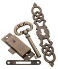 Old School Antique Clock Hardware Kit With Door Key Hinges And Cylinder for DIY Grandfather Clock Restoration Project