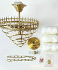 Modern Crystal Chandelier Round Gold Pendant Light Fixture components with K9 crystal parts and antique gold finish.