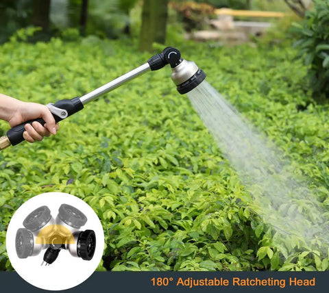 Heavy Duty Metal Garden Hose Wand With 16 Inch Sprayer in use watering plants