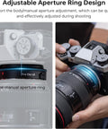 Close-up of EF to Fuji X Mount Pro Lens Adapter with Autofocus, Focal Reducer and Speed Booster on Fujifilm X-T3 camera