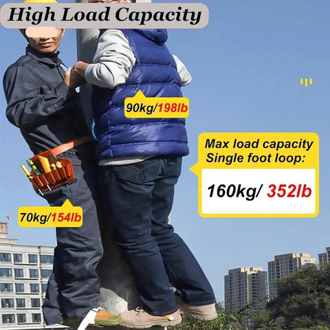 Two men demonstrating Tree Climbing Gear Set With Electrician Foot Buckle And 352lb Load Capacity Beefed Up Dual Anti Slip Foot Plate