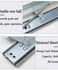 Heavy Duty Soft Close Drawer Slides Featuring Ball Bearings For Concealed Side Mount Extension On Desks And Cabinets Built Like A Tank Rock Solid Cold Rolled Steel Storage Setup Pair with double row ball and thickened material.