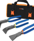 Must-Have 3-Piece Hand Seamers Set For Sheet Metal Bending Pliers With Straight, 45 Degree, And 90 Degree Jaws, Includes Tool Storage Bag