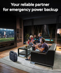 Beefy 1024 Wh Portable Power Station With Integrated 40 W Foldable Solar Panel, 1600 W Output, 100 W Usb C Quick Charge, And Safe LiFePo4 Battery Pack ready for emergency power while watching TV.