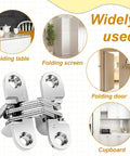 Close-up of 4 Pack Stainless Steel Invisible Hinges For Doors And Cabinets With 180 Degree Hidden Cross And Swing Hinges And Included Screws