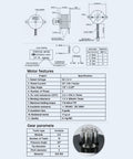Technical specifications and schematics of Ultra Lightweight Hgt Extruder With Nema14 36mm High Torque Stepper Motor Hardened Steel Dual Gears