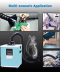 Professional Solder Fume Extractor Delivers 150W Kickass Suction At 258 Cbm Per Hour featuring multiple application scenes.