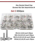 Go-To Must-Have Socket Head Cap Screws Kit With Nuts And Washers, 650-Piece Metric Fastener Set organized in compartments