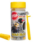 Patented Carpenter Bee Traps For Outdoor Use With 304 Stainless Steel Mesh Seal And 30 Hole Filler Plugs, jar and tools visible