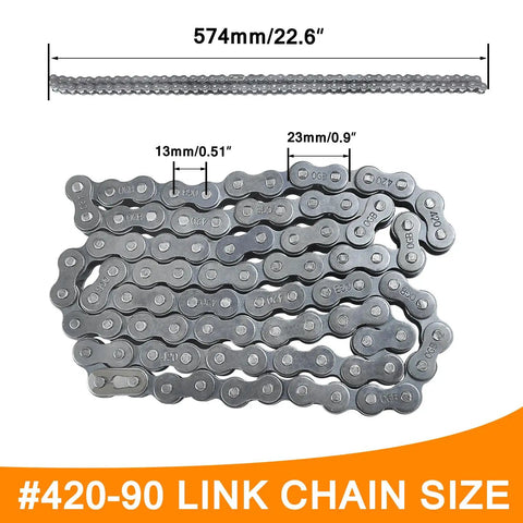 Front 420 Roller Chain 42 and Rear 90 Link Drive Chain Breaker Kit for Predator 196cc 212cc