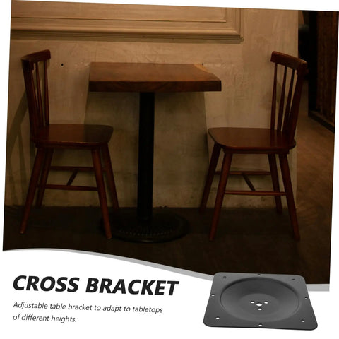 Heavy Duty Cast Iron Table Leg Mounting Plates For Furniture Revamps And Caster Hardware No Sweat Easy Install Connector Brackets on wooden table with chairs.