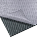 Top Shelf 0.093 Inch Thick Thermoform Sheet With A Knockout Carbon Fiber Texture, showcasing textured black surface under protective film.