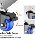 Beefy Heavy Duty 2 Inch Stem Casters Set Of Four With Locking Swivel Wheels, 800 Pound Capacity, showing brake mechanism details.