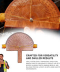 Professional Grade Battery Free Wood Angle Finder With Engraved Degree Scale And String Alignment Setup For Fast Transfer And Rock Solid Measurements On Every Job, showing sturdy wood construction and string alignment features.
