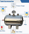 Stainless Steel Air Tank With Half Inch Inlet Fitting For High Pressure Storage Workhorse 1 To 13 Gallon Kit With Gauges